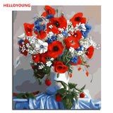 HELLOYOUNG Digital picture drawing Painting by numbers Pretty Flower oil paintings chinese scroll paintings Home Decor