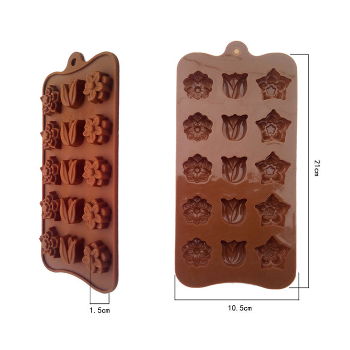 Beautiful Tulips Small Size 15 Holes  Modeling Grade Silicone Material Shape For Chocolate Handmade Mold Cake Tools