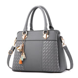 Fashion Women Handbags Tassel PU Leather Totes Bag Top-handle Embroidery Crossbody Bag Shoulder Bag Lady Simple Style Hand Bags