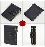 Double zipper bulk wallet anti-RFID steal fashion short casual men's wallet new genuine leather wallet