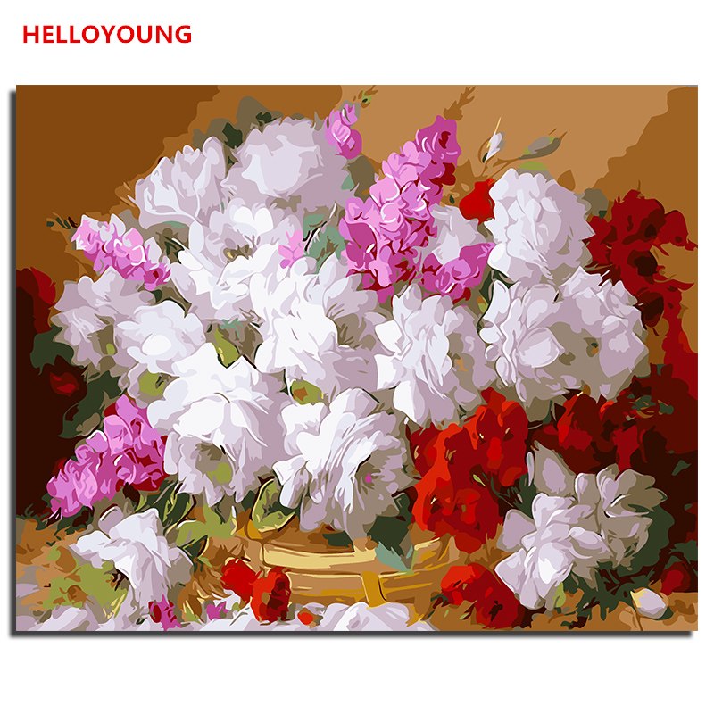 HELLOYOUNG Digital Painting Handpainted Oil Painting Gardenia Bloom by numbers oil paintings chinese scroll paintings Home Decor