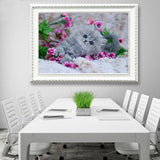 DIY 5D Partial Diamond Embroidery The Cute Cat Round Diamond Painting Cross Stitch Kits Diamond Mosaic Home Decoration