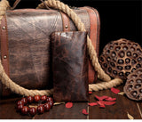Oil wax leather men's leather wallet casual retro long wallet large capacity multi-position clutch men's purse