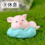 2pcs/lot Piggy Story Micro Landscape Resin Crafts Small Decoration Keychain Accessories Dolls 12 Zodiac Pigs
