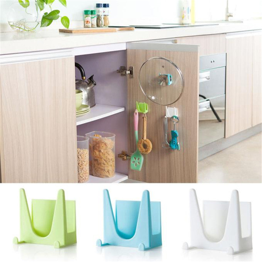Wall Housekeeper Plastic Kitchen Pot Pan Cover Shell Cover Sucker Tool Bracket Storage Organizer Rack Hanger Dropshipping