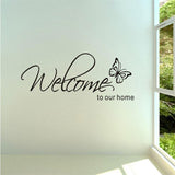 Stickers Muraux Home Decor 'Welcome To Our Home' Text Patterns Wall Stickers Home Decor Living Room Decorative Stickers