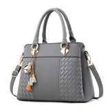 Fashion Women Handbags Tassel PU Leather Totes Bag Top-handle Embroidery Crossbody Bag Shoulder Bag Lady Simple Style Hand Bags