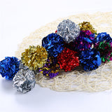 12pcs Multicolor Mylar Crinkle Ball Pet Cat Toys Ring Paper Dog Toy Interactive Sound Ring Paper Kitten Playing Balls For Dogs