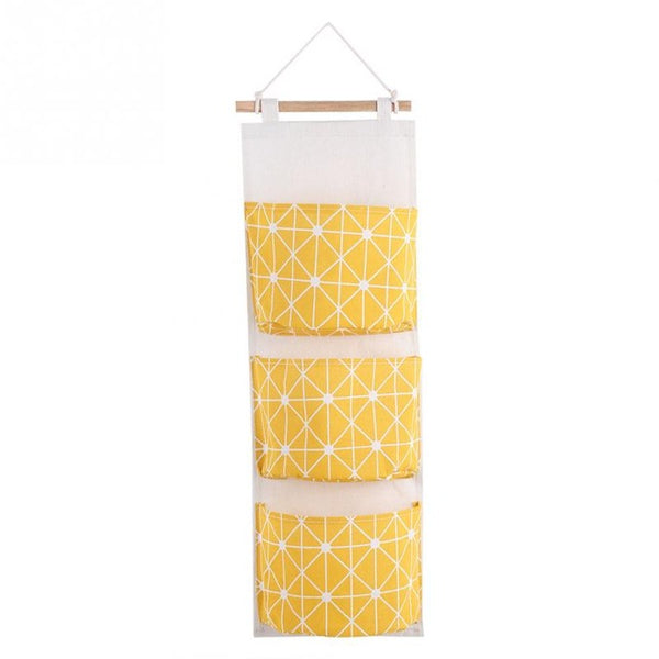 3 Pockets Cotton Linen Wall Hanging Storage Bags Door Pouch Bedroom Home Storage Pocket Home Decor Hanging Bag