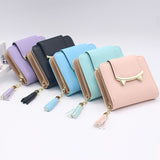 Korean Cute Cat Anime Leather Trifold Slim Mini Wallet Women Small Clutch Female Purse Coin Card Holder Dollar Bag Cuzdan