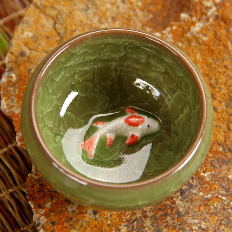 CJ272 Colorful Ice-Crackle Porcelain 8 Colors Tea Cup With Fish Pattern Ceramic Ceramic Kung fu Tea Set China porcelana tea se Secondary image