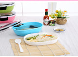 School Lunch Containers Plastic Oval Children Lunch Box for Food Double Tiers Portable Creative Containers for Food Storage