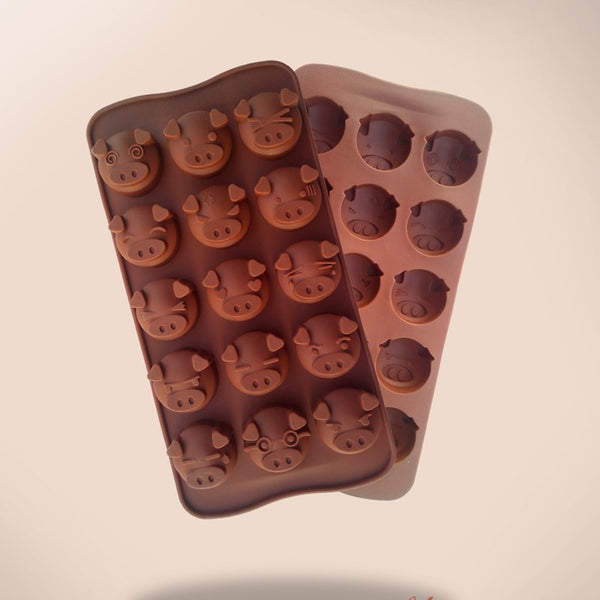 Pighead Shaped For Chocolate Mold, Grade Silicone Mold, Lively Expressions, Environmental Protection Cake Tools