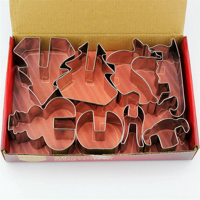DIY 3D Stainless Steel CHRISTMAS Scenario Cookie Cutter Set,Baking mould,include Snowman, Christmas Tree, Deer And Sled