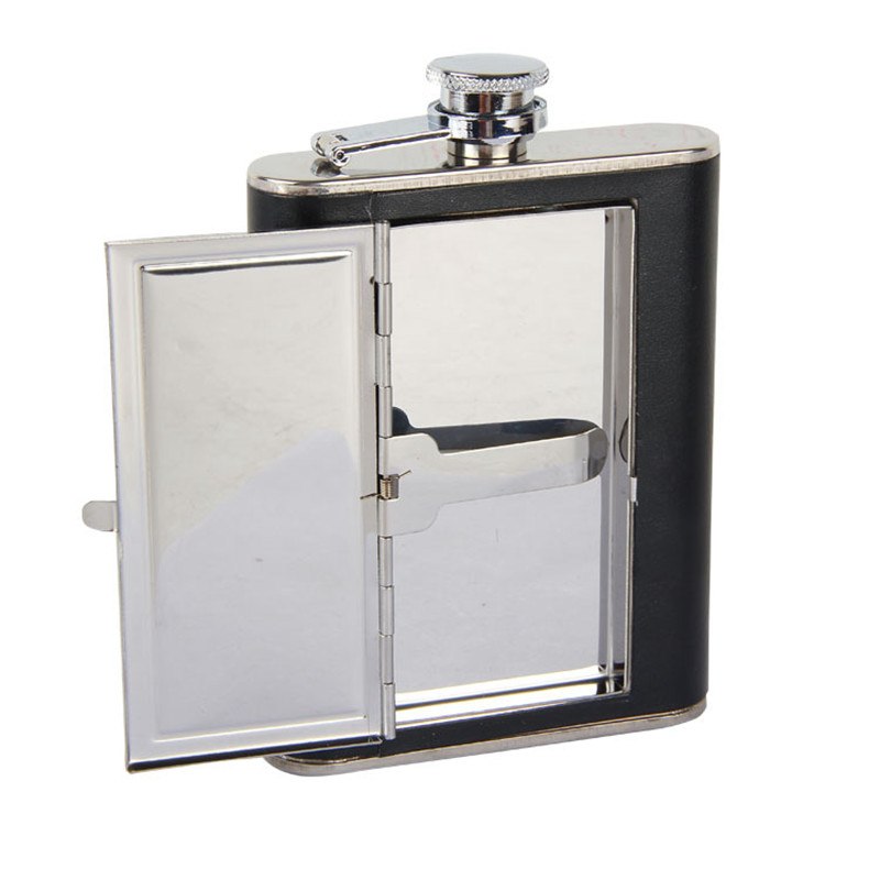 Creative Flask Cigarette Flagon Leather Hip Flask 6oz Whiskey Liquor Metal Alcohol Flask Metal Liquor Bottle Leather Bottle Secondary image