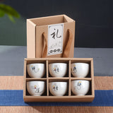 6pcs Hand Painted Ceramic cup set China tea set,Kung Fu Tea Cup Set Travel Tea Bowl Chinese Porcelain Teacup Set Creative Gifts