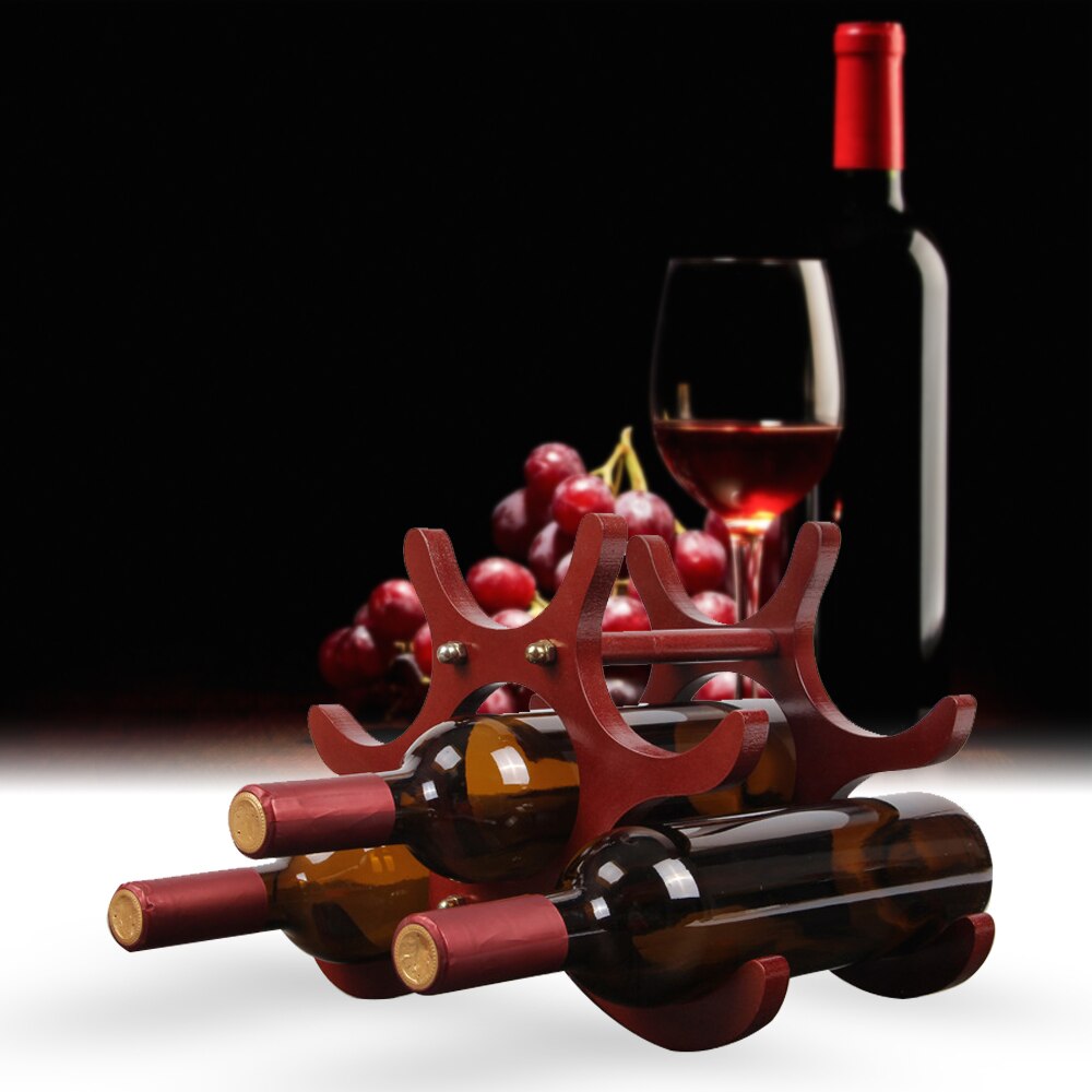 6 Bottles Wine Racks Wooden Wine Bottle Holder Wine Stand Shelf Tabletop Decoration Home Bar Storage Shelf Racks Kitchen Tools Main image
