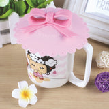 Cute 10.5cm Anti-dust Silicone Cup Cover Silicone Lovely Bowknot Cup Cover Coffee Suction Seal Lid Cap