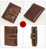 Double zipper bulk wallet anti-RFID steal fashion short casual men's wallet new genuine leather wallet