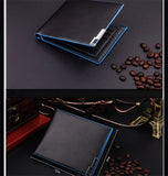 Fashion hit color men's wallet vertical short section high-quality PU genuine Color purse Card & ID Holders money clamps