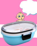 School Lunch Containers Plastic Oval Children Lunch Box for Food Double Tiers Portable Creative Containers for Food Storage