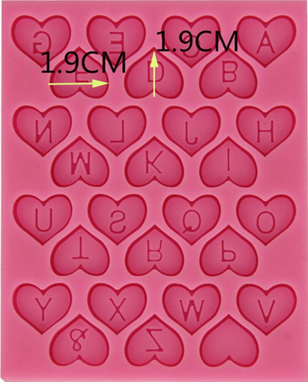 New Heart Shape Letter Design Chocolate Candy Silicone Mold Kids Birthday Cakes Decoration Sugar Craft Baking Tools