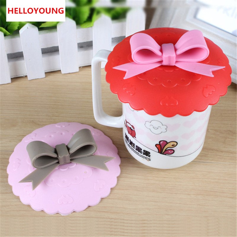 CJ224 Cute 10.5cm Anti-dust Silicone Cup Cover Silicone Lovely Bowknot Cup Cover Coffee Cup Suction Seal Lid Cap Main image