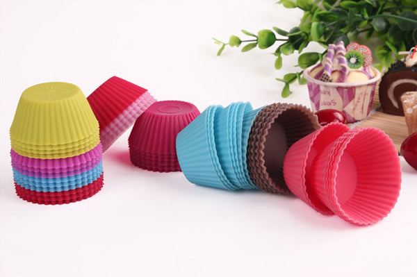 Muffin Cupcake Silicone Cups 12pcs/lot Round For Muffin Cupcake DIY Baking Fondant Muffin Cake Cups Molds Free Shipping