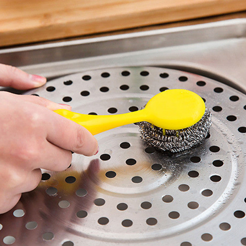 Cartoon Stainless Steel Wire Ball Cleaning Brush Scourer Pan Dish Bowl Brush Kitchen Tools Household Cleaning Tools