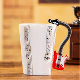 Creative Music Violin Style Guitar Ceramic Mug Coffee Tea Milk Stave Cups with Handle Coffee Mug Novelty Gifts