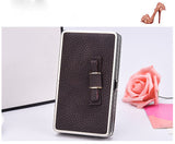 New bow lunch box bag litchi pattern wallet the long section of the phone package Money bags women's wallet wallet-fem