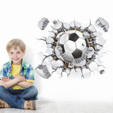 Creative Soccer Football Cracked 3D View Decorative Wall Stickers For Kids Boys Room Decorations Home PVC Decor Mural Art Decals