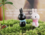 XBJ058 Mini Rabbit 2pcs Animal Miniature Fairy Garden Decoration Doll House Terrarium Decor Ornament Toys