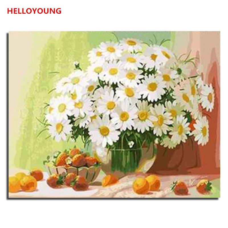 HELLOYOUNG Digital Painting Handpainted Oil Painting Chrysanthemum by numbers oil paintings chinese scroll paintings Home Decor