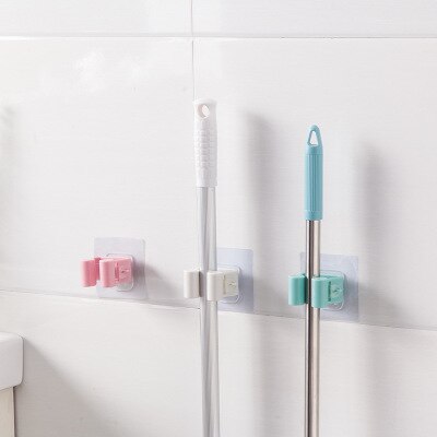 Wall Mounted Mop Holder Brush Broom Hanger Storage Rack Kitchen Organizer with Mounted Accessory Hanging Cleaning Tools Secondary image