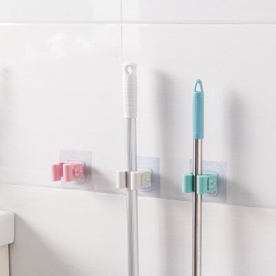Wall Mounted Mop Holder Brush Broom Hanger Storage Rack Kitchen Organizer with Mounted Accessory Hanging Cleaning Tools