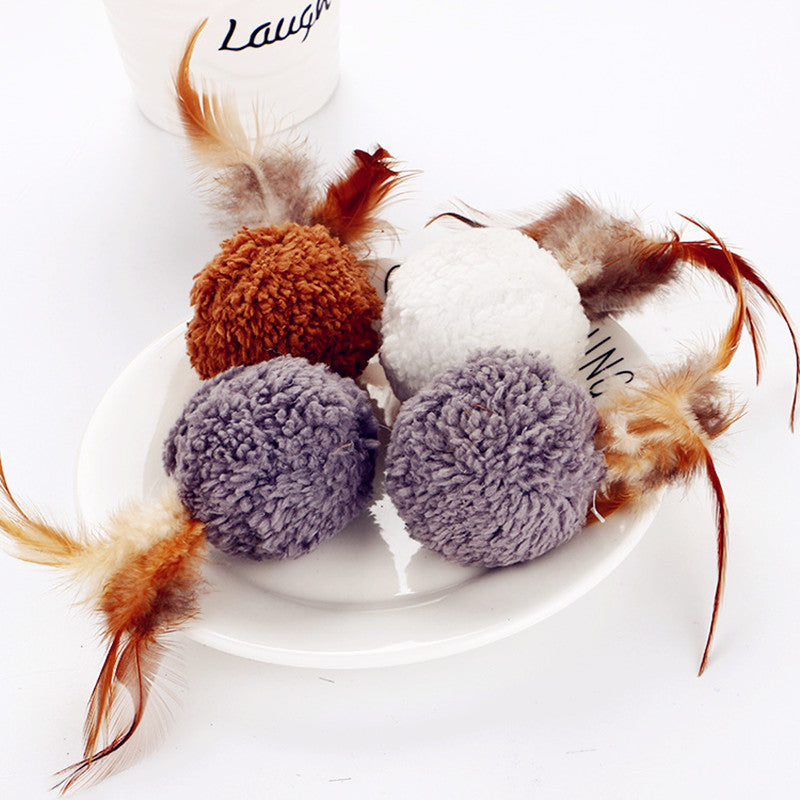 10pcs cat plush ball toy Mint Pet cat Interactive toy bird Feather Teaser with catnip Cat Toys Play Scratch Pet products