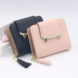 Korean Cute Cat Anime Leather Trifold Slim Mini Wallet Women Small Clutch Female Purse Coin Card Holder Dollar Bag Cuzdan