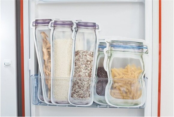 Bottle shape storage Clear Bag Plastic Baggy Grip Self Seal Resealable Reclosable Zip Lock Bag For Home Sundries Storages