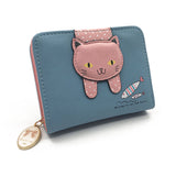 Women cute cat wallet small zipper girl wallet brand designed pu leather women coin purse female card holder wallet