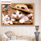 HELLOYOUNG Digital Painting Handpainted Oil Painting Cat princess by numbers oil paintings chinese scroll paintings Home Decor