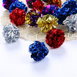 12pcs Multicolor Mylar Crinkle Ball Pet Cat Toys Ring Paper Dog Toy Interactive Sound Ring Paper Kitten Playing Balls For Dogs