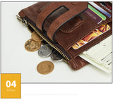 Double zipper bulk wallet anti-RFID steal fashion short casual men's wallet new genuine leather wallet