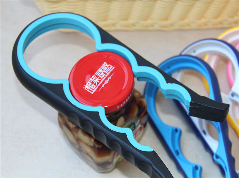 Creative Multifunction 1 pc 4 in 1 Gourd-shaped Can Opener Plastic + Rubber Jar Opener Screw Cap Jar Bottle Wrench