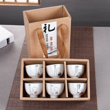 6pcs Hand Painted Ceramic cup set China tea set,Kung Fu Tea Cup Set Travel Tea Bowl Chinese Porcelain Teacup Set Creative Gifts