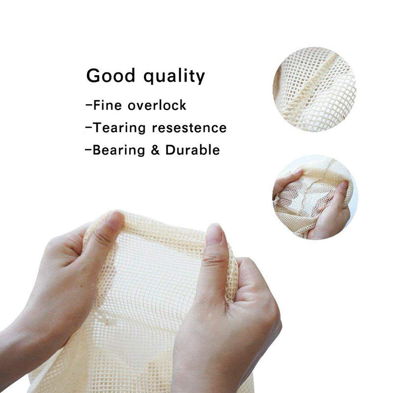 Reusable Cotton Vegetable Bags Home Kitchen Fruit And Vegetable Storage Mesh Bags With Drawstring Machine Washable Secondary image