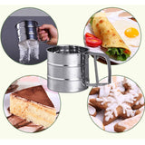 Newest Stainless Steel Mesh Flour Sifter Mechanical Baking Icing Sugar Shaker Sieve Tool Cup Shape