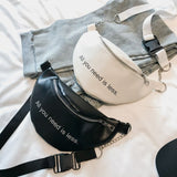 Zipper PU Leather Fanny Pack Women Shoulder Chest Bag Lady Belly Belt Bag Multifunctional Waterproof Waist Pack Black White