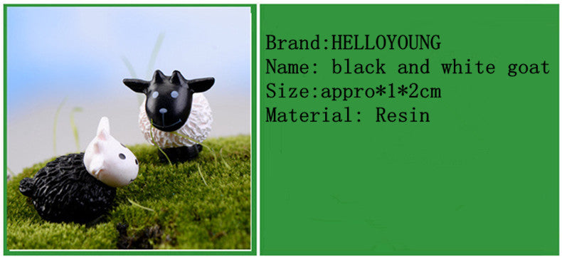 XBJ081 Mini 8pcs Black and white goat Bottle decoration supplies moss micro landscape deco  Garden deco Creative handicrafts