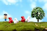 XBJ101 Mini 8pcs Red and white rabbit decor supplies moss micro landscape deco  Garden deco Creative handicrafts